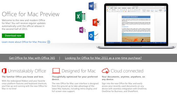 office for mac preview 2015